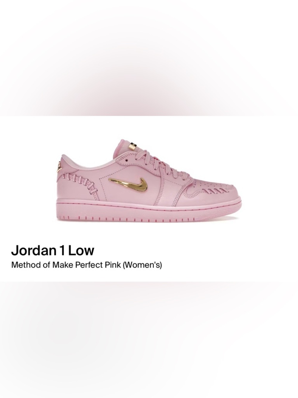Nike Pink Low-Top Sneakers with Gold Swoosh Accent